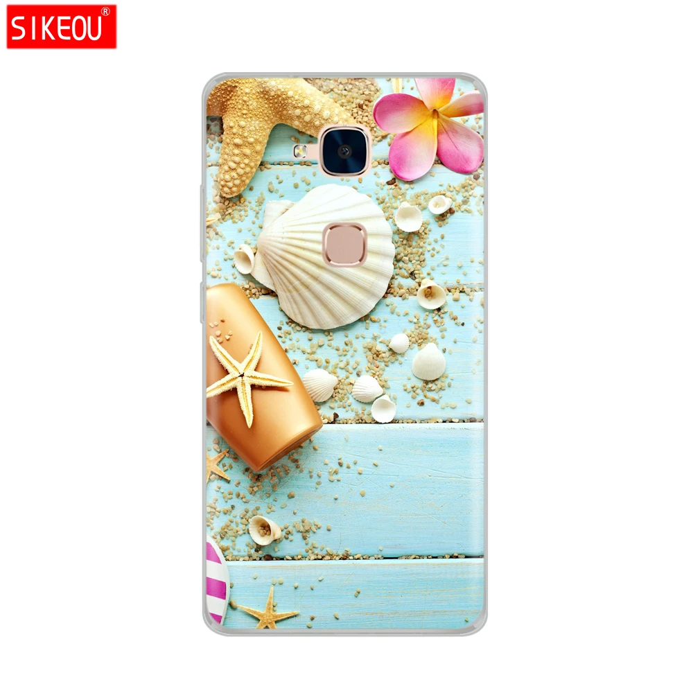 SIKEOU cover phone case for huawei honor 5C soft tpu sillicone transparent summer flower lion tiger cat painting |