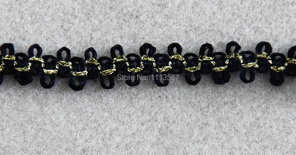 30 ярдов декоративная кружевная черная лента с золотой нитью|trim roll|trim chaintrim bit |
