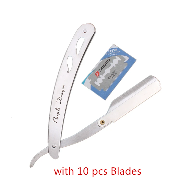 Sliver with blade Ретро Мужская Парикмахерская бритва для бритья бороды и лезвия складной нож для бритья из нержавеющей стали прямой держатель для бритвы инструменты для бороды 5 цветов - Цвет: Sliver with blade