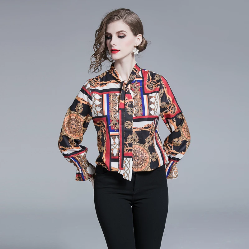 Женская рубашка с длинным рукавом винтажная блузка в богемном стиле