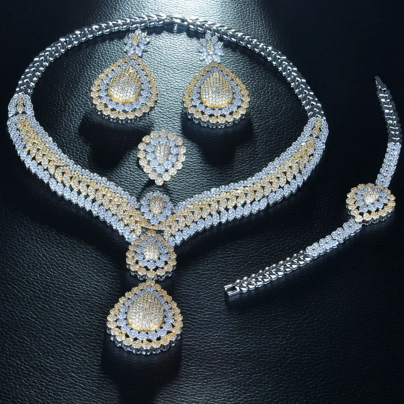 Be 8 Brilliant AAA CZ 2 Tones Jewelry Sets Bridal Wedding 4 Pcs Earring Necklace for Women Gift Parure Bijoux Femme S260 | Украшения и