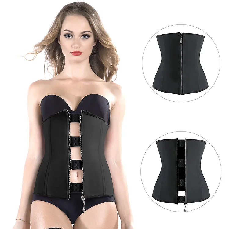 

2018 Rubber corset zipper inside the abdomen tights court corset steel sling