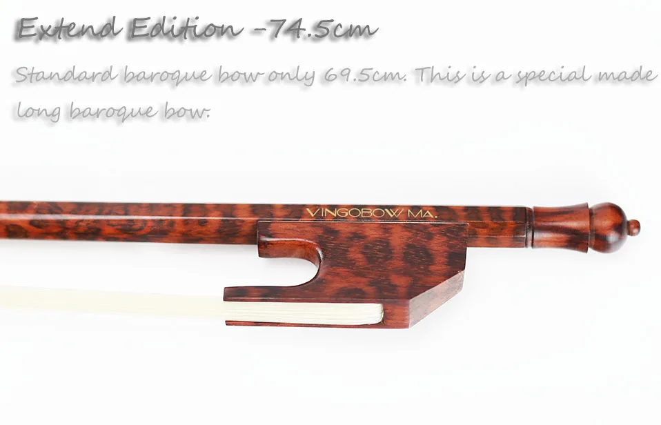 Vingopow Профессиональный Snakewood барокко Скрипка Лук 74,5 см Расширенный выпуск сладкий и чистый тон прямой и хорошо сбалансированный 4/4