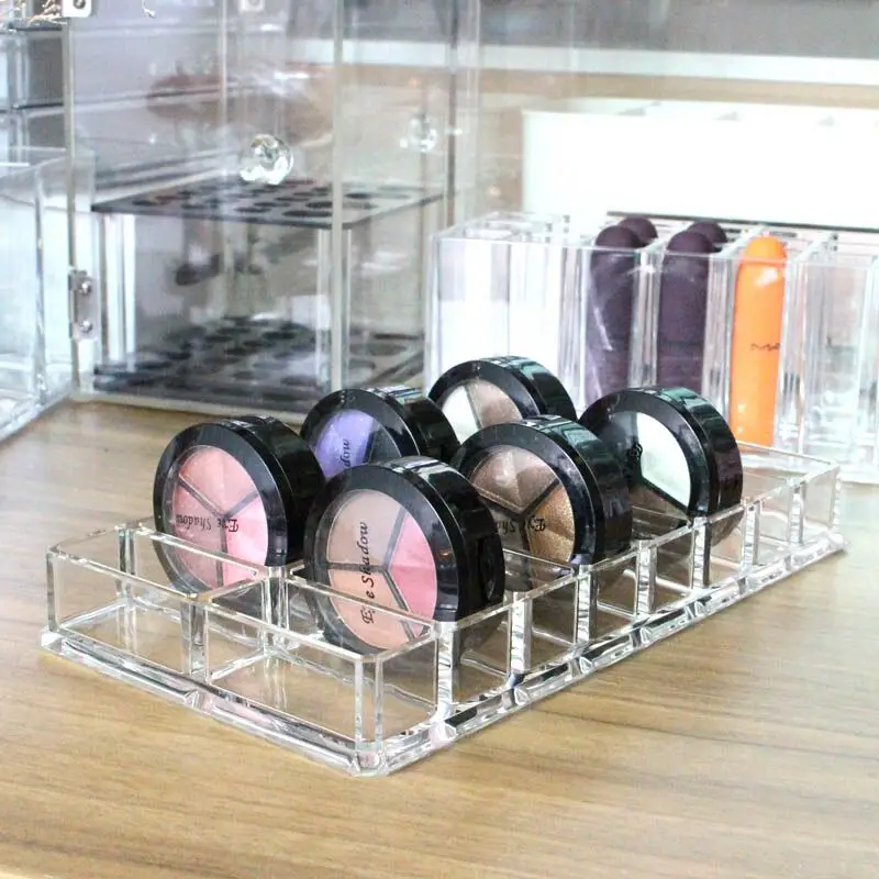 Acrylic Clear Makeup Organizer 16 Slots Lipstick Holder Powder Storage Box Dress Table Eye shadow Blush Shelf | Дом и сад