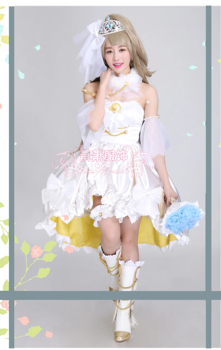 Lovelive Минами Kotori роскошь невесты косплей равномерное платье + фата корона букет