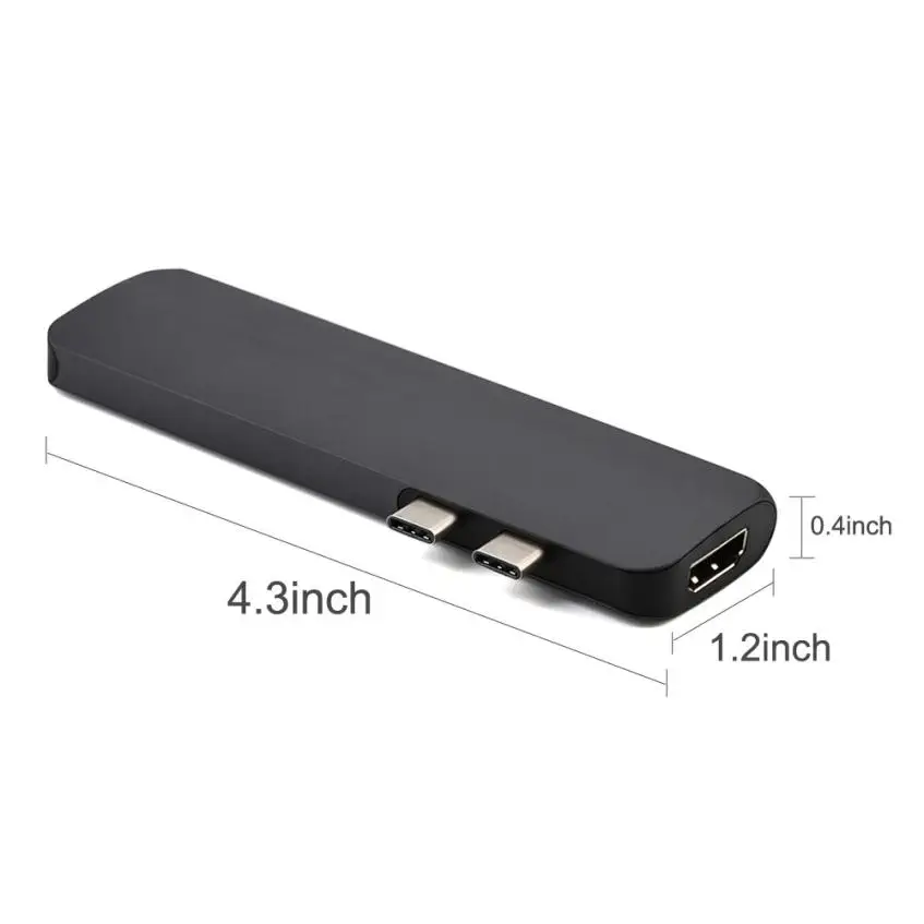 2018 портативный Type-C USB-C концентратор адаптер двойной USB 3 0 Polt с HDMI для MacBook Pro Прямая