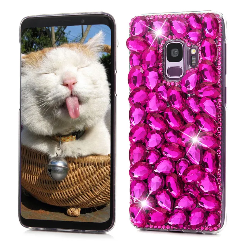 3D чехол украшеннный горным хрусталем для samsung Galaxy S9/S9 Плюс/S8/S8 Плюс/S7 край A3 A5 2017