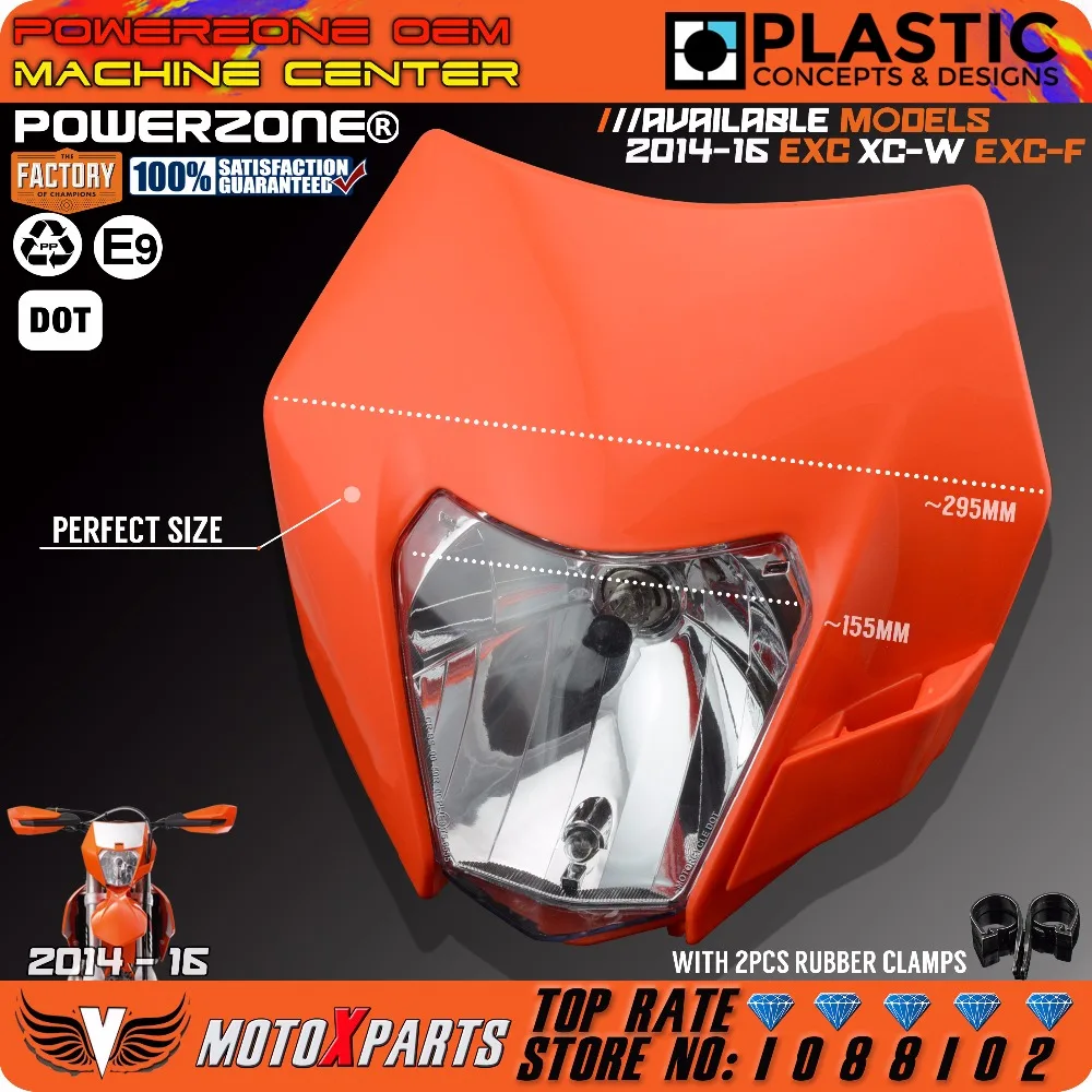 PowerZone фара Мотоцикл Байк Мотокросс Супермото, универсальный оранжевый для KTM SX EXC XCF SXF SMR 16 налобный фонарь
