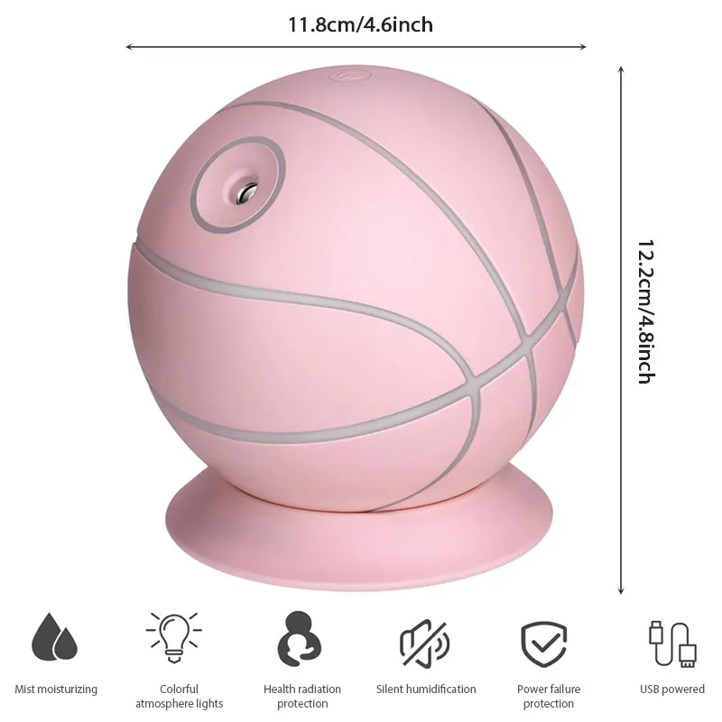 240ML Creative Basketball Humidifier Ultrasonic Mini Aromatherapy Diffuser with LED Night Light for Home Car USB Air | Дом и сад