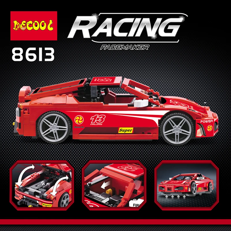 DECOOL 8613 спортивный гоночный автомобиль 512 шт. lepinly Technic F430 вызов 1:17 Модель