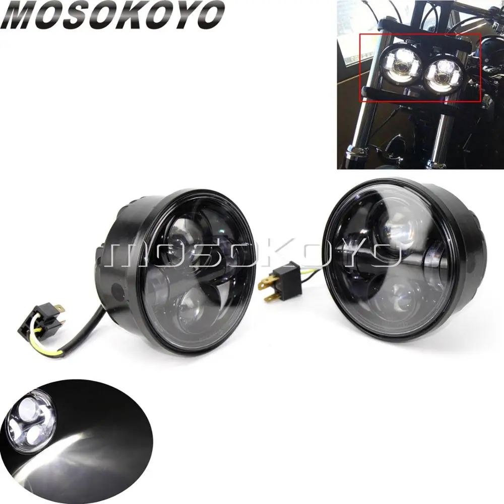 Мотоцикл 2x светодиодный двойной 4 65 &quotголовной светильник DRL ходовой для Harley Dyna