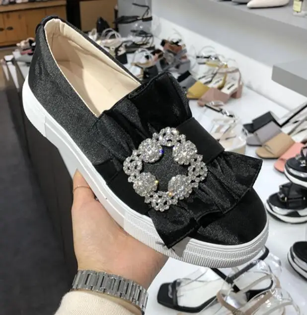 Carpaton/женские лоферы в Корейском стиле с круглым носком украшенные кристаллами и