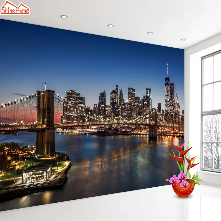 ShineHome настенная бумага s для стен 3 d гостиная спальня NYC Skyline City здание фон кафе