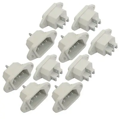 

10 Pcs AC 250V 10A 3 Terminals C14 Male Power Inlet Socket Plug Connector White