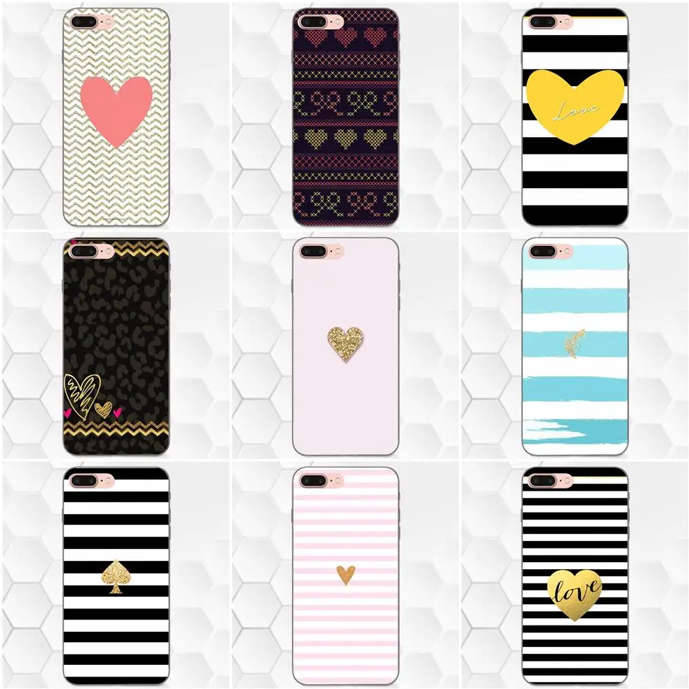 Полосатый Золотой блестящий сердечко Love для Galaxy C5 C7 J1 J2 J3 J330 J5 J6 J7 J730 2017 Ace Core Duo Max Mini