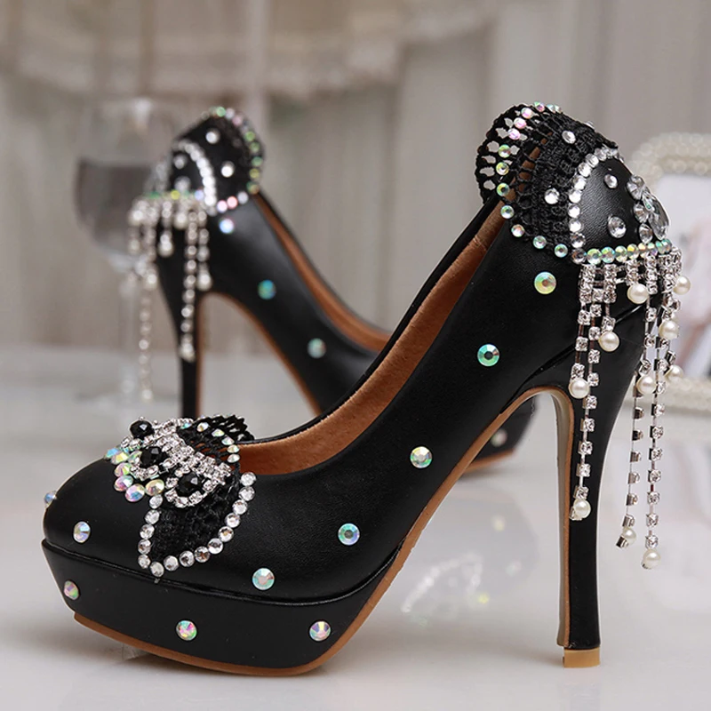 

Gorgeous Diamond Lady Shoes Wedding Party Sparkling Wedding High Heel Platform Crystals Shoes Aesthetic Rhinestone Bridal Shoes