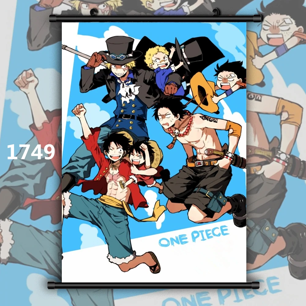 1749 One piece Portgas D Ace Луффи Аниме Манга настенный плакат свиток - Цвет: 1749
