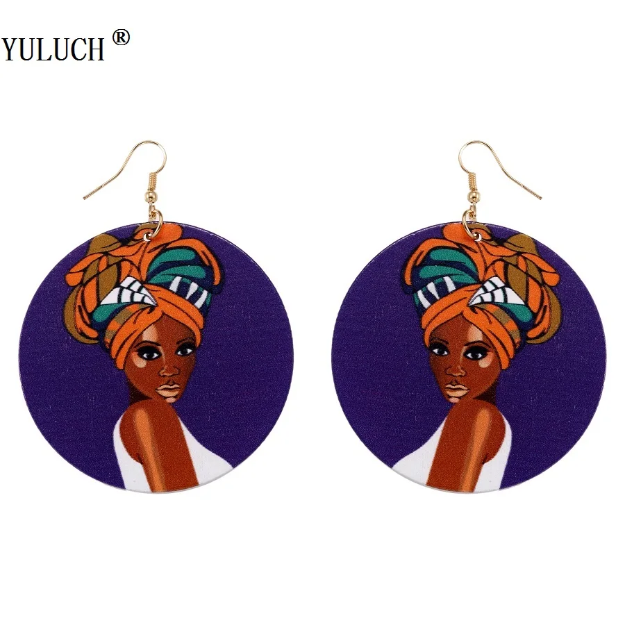 

YULUCH 1 Pair Retail Natural African Wooden Earring Handmade African Woman Wooden Earrings Style For Girls Latest