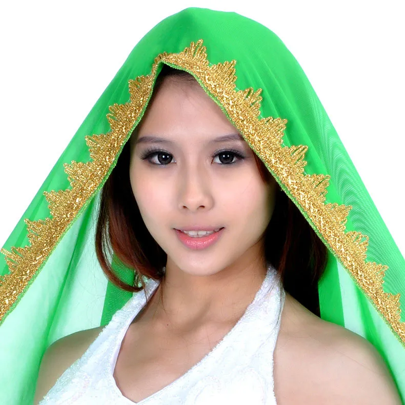 green shawl Танец живота большая вуаль шаль Высокое качество 120D шифон Племенной платок цыганские шарфы танцевальные шали Цыганская шаль большой белый шифон - Цвет: green shawl
