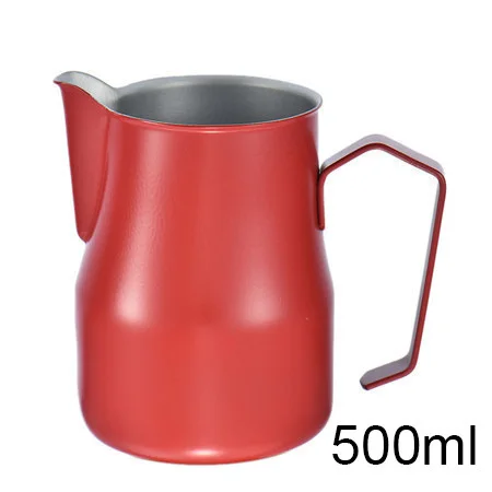 500ml Red Кувшин для кофе, нержавеющая сталь, кувшин для вспенивания молока, кувшин для эспрессо, для кофе, Мока, капучино, латте, напиток, бариста, ремесло - Цвет: 500ml Red