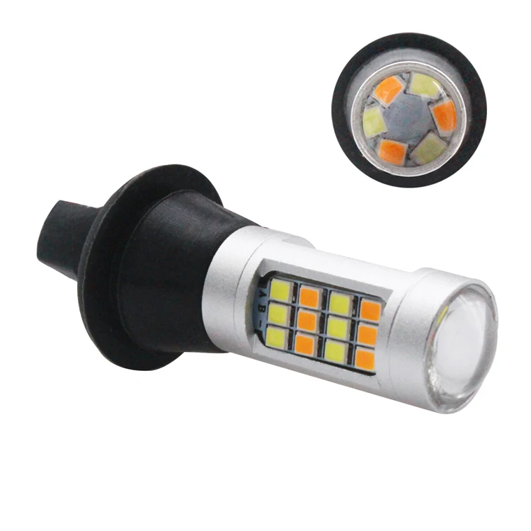 YIJINSHENG T20 Led 42 SMD высокая мощность дневной ходовой светильник+ сигнал поворота DRL двойной режим 1156 T20 T25 7440 SMD WY21W ходовые лампы