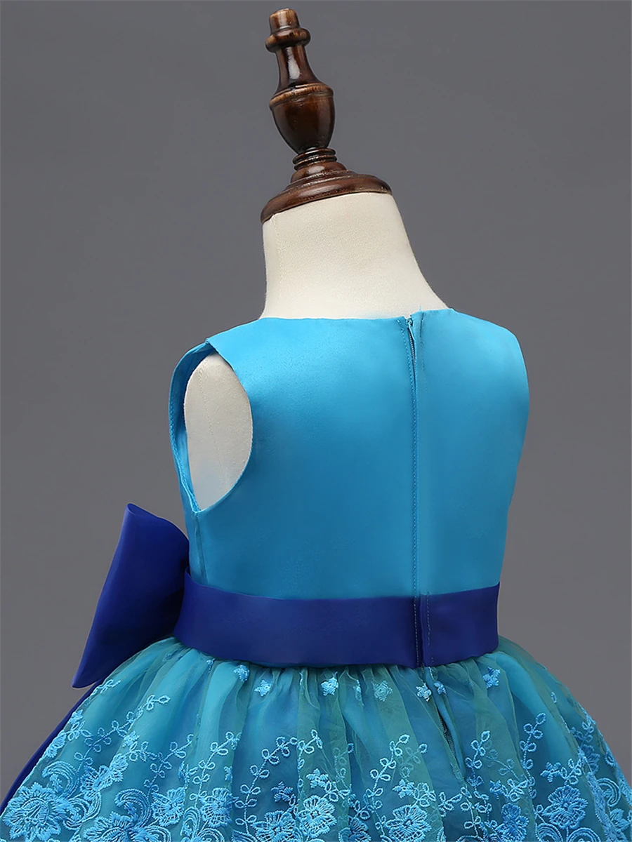 Top quality princess dress for little girl age 4 5 6 7 8 long dresses Ceremonies wedding gown flower vestido XD20-D | Детская одежда и