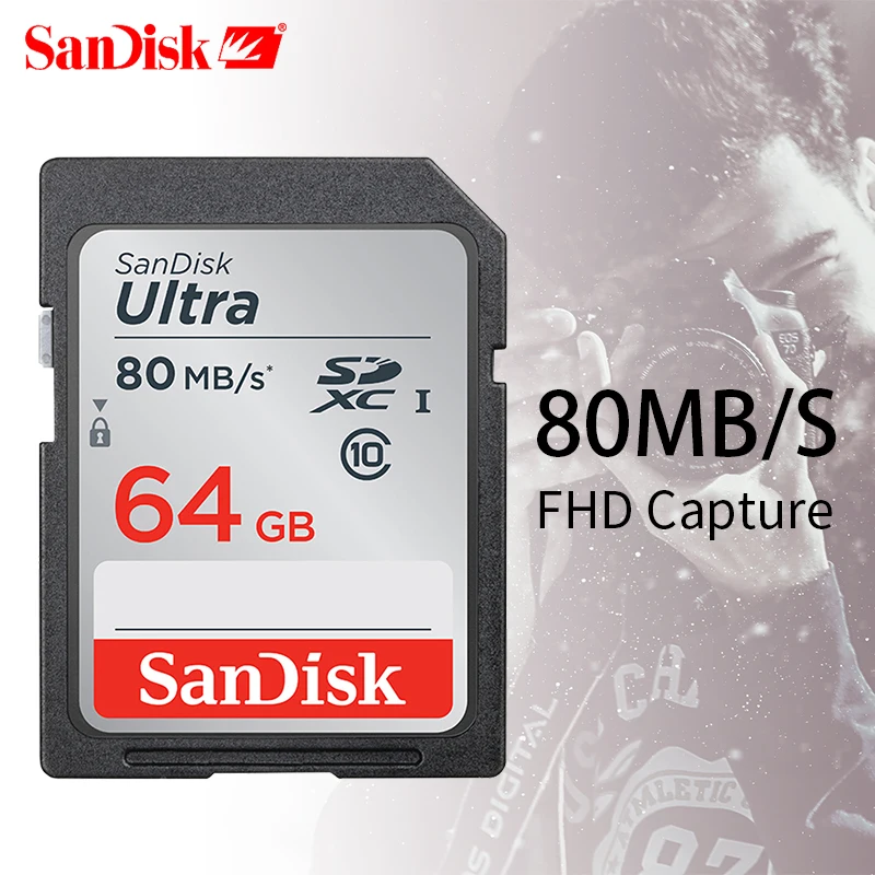 Карта памяти SanDisk Ultra 128 ГБ 80 МБ/с./с класс 10 SD SDHC SDXC в sd карте 32 Гб 16 64 для камеры