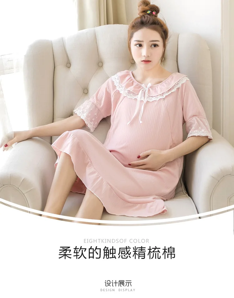 Big Size Maternity Nursing Nightdress Summer for Pregnant Women dress Pregnancy Pajamas Breast Feeding Nightgown Dress