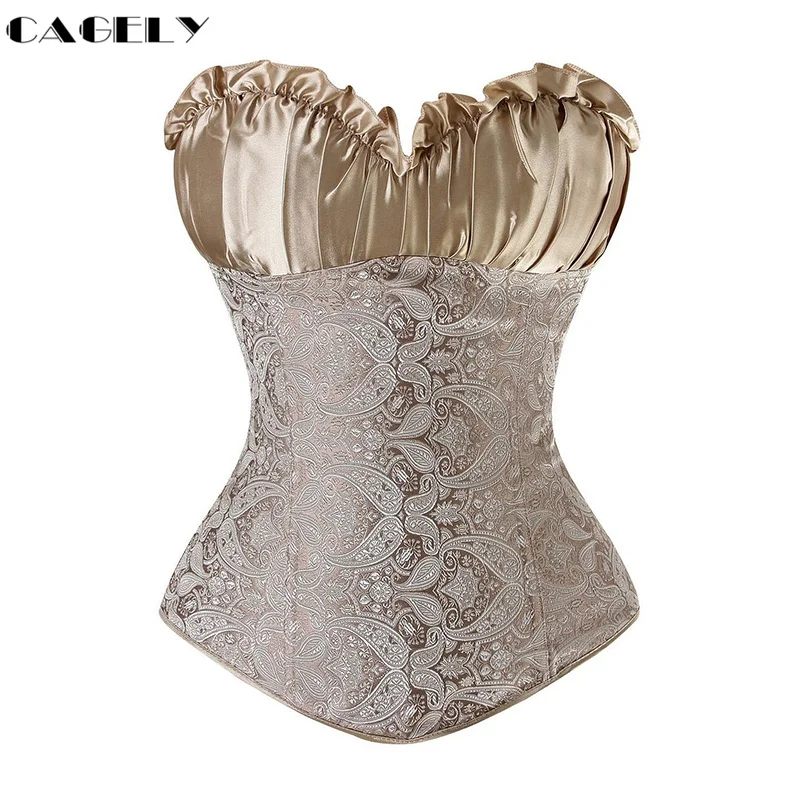 Винтажный корсет с узором пейсли бюстье подкладкой на шнуровке верхняя юбка