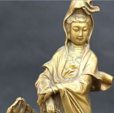 Быстрая доставка 10 &quotТибетский буддизм бронзовый Kwan yin Guan Yin Boddhisattva статуя богини
