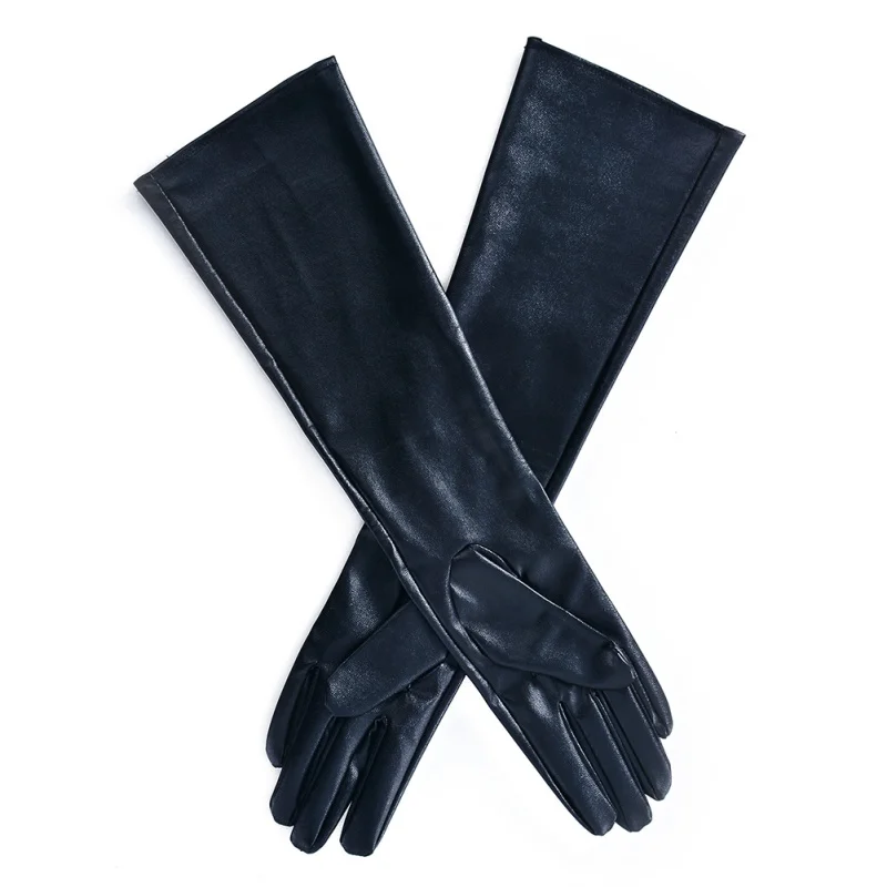 Женские перчатки из искусственной кожи зимние длинные теплые с подкладкой|leather