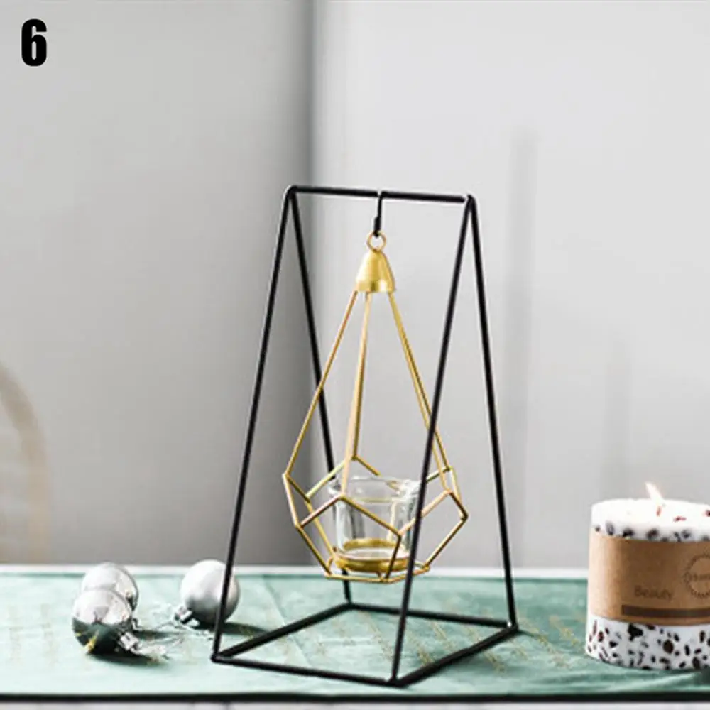 style6 1 Набор, скандинавский стиль, геометрический дизайн, золотой стеклянный Железный подсвечник, подсвечник для свечи-чашки, домашние свадебные украшения, аксессуары - Цвет: style6