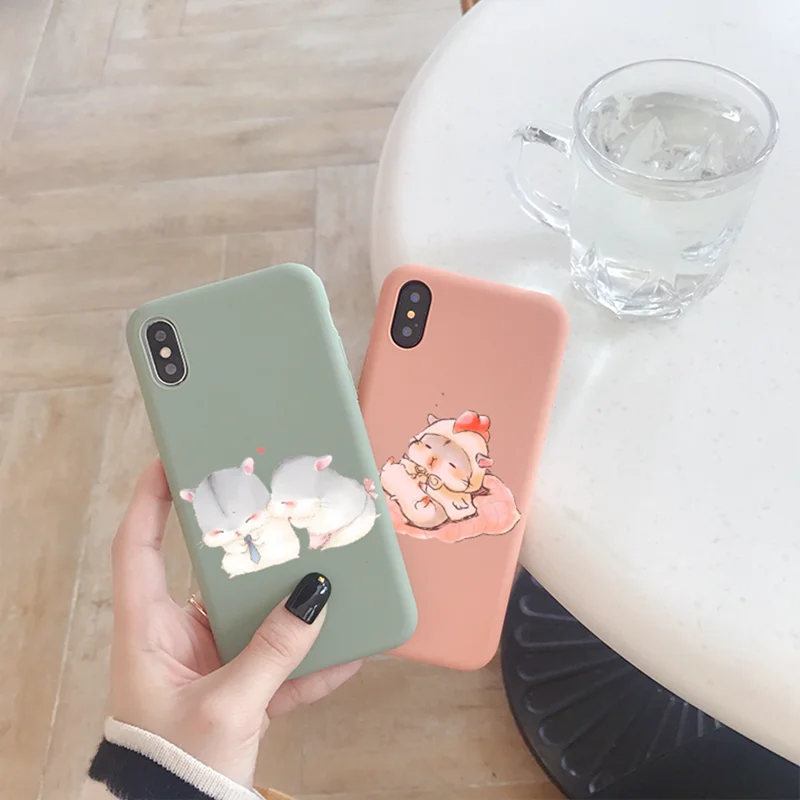 Милые Чехлы для хомяков мягкие чехлы из ТПУ iPhone 10 X XS XR Max 8 7 6 S Plus защитная задняя