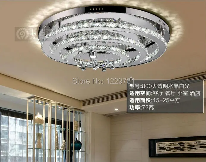 Modern LED round crystal lamp simple living room ceiling stainless steel dining lighting | Лампы и освещение