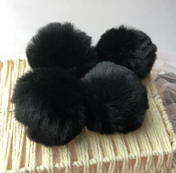 black 7-8 см меховой шар микс, 2 шт./лот, высокая иммитация настоящего кролика, лисы, норки мех diy украшения erring сумка брелок - Цвет: black