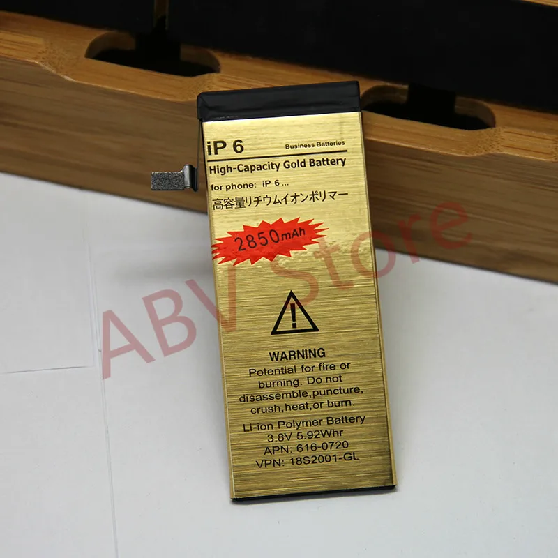 Оригинальный ABV нулевой цикл высокой емкости Золотой аккумулятор для iPhone 6