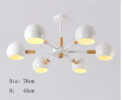 White 6 lights Лампы в скандинавском стиле из твердой древесины Современный минималистичный E27 Светодиодная Люстра для гостиной столовой ресторана спальни кабинета - Цвет корпуса: White 6 lights