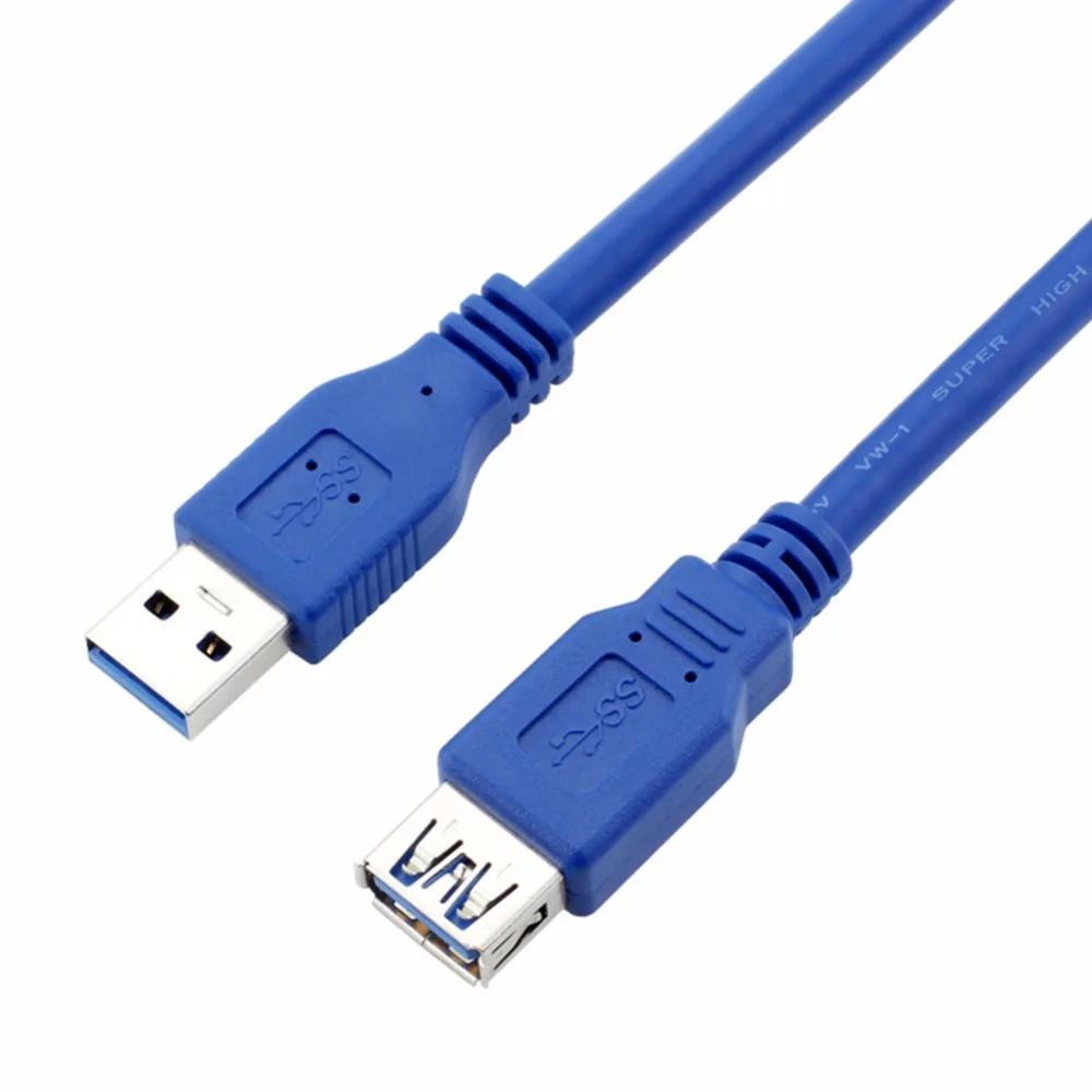 Круглый Голубой USB 3.0 Удлинительный Кабель Мужчина к Женский Расширение Передачи