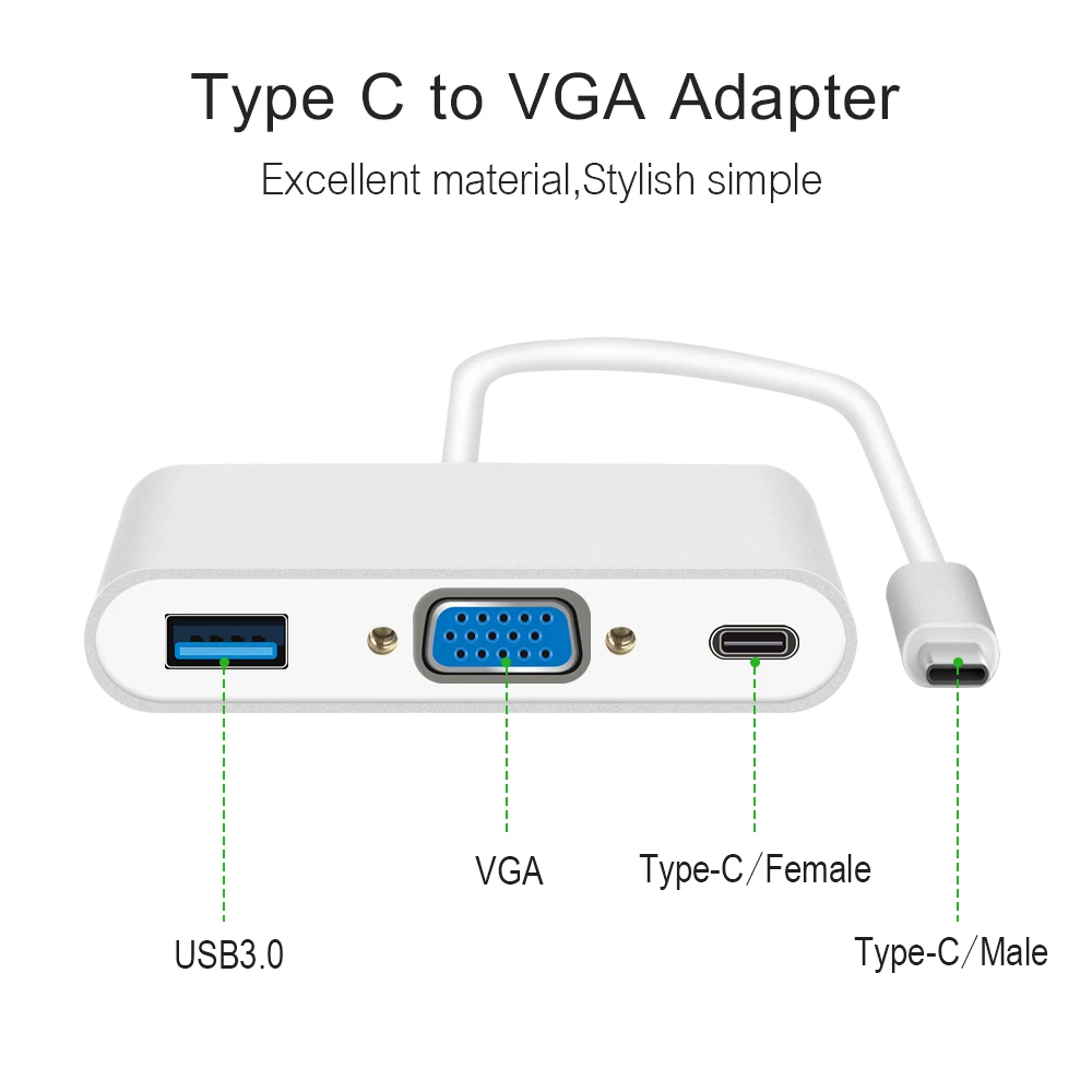Концентратор USB type C для VGA USB3.0 разветвитель 3 1 адаптер Macbook Pro Google ChromeBook
