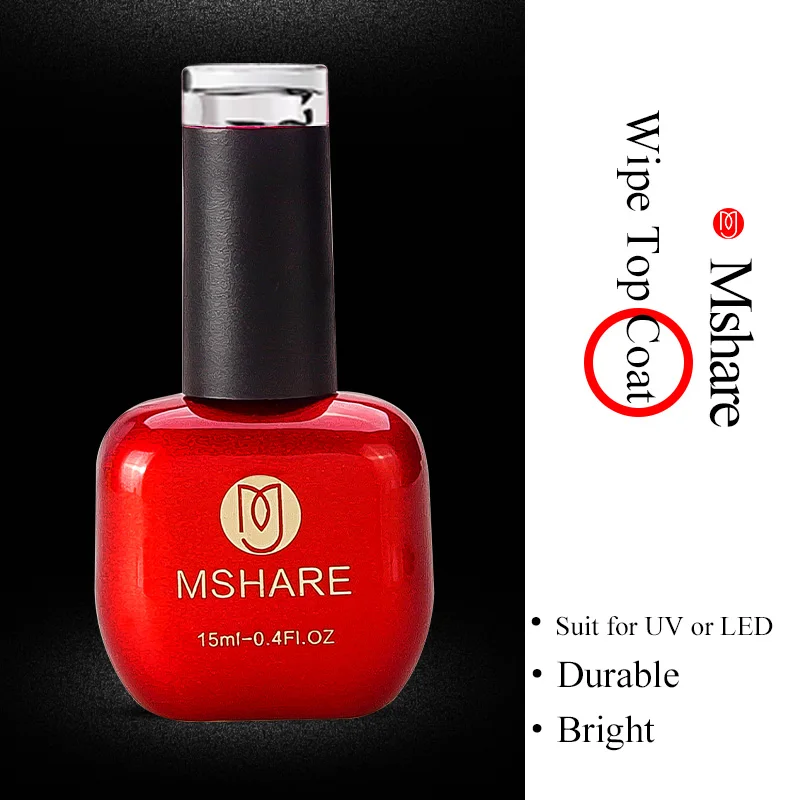 MSHARE 15ML 1pc Base Coat Gel + Wipe Top Finish UV LED Nail Polish Art Lacquer Health Material | Красота и здоровье