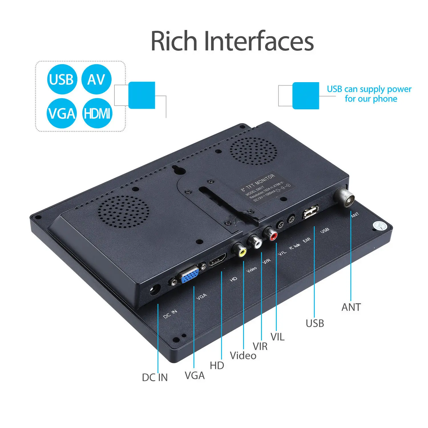 Eyoyo S801T монитор 8 &quot12 ms 1024x768 ЖК экран дисплей с BNC/HDMl выход Встроенные