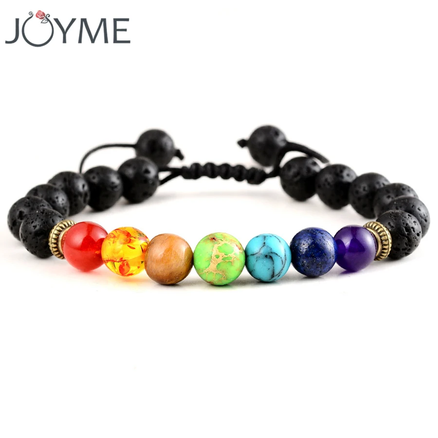 Браслет с 7 чакрами для мужчин и женщин регулируемая нить из натурального камня
