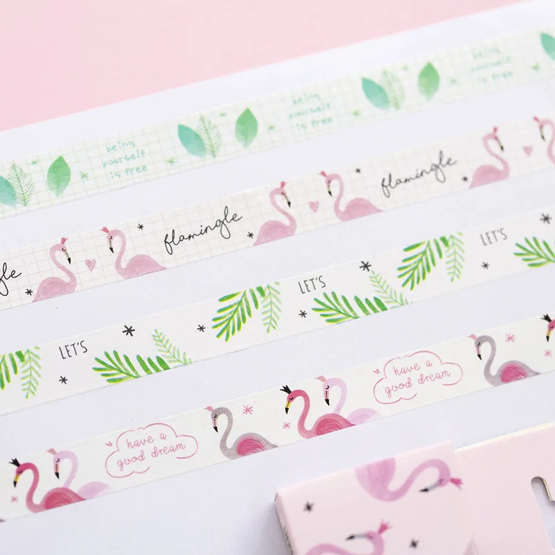 1.5CM X 5M Beautiful Flamingo Washi Tape Diy Decoration For Scrapbooking Masking Adhesive Kawaii Stationery | Канцтовары для офиса