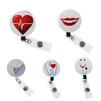 10pcslot nurse doctor iron toothangel wingselectrocardiogramstethoscope retractable id badge reel