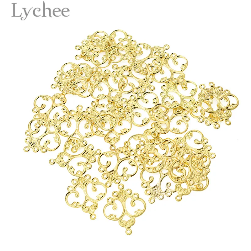 Lychee 30 шт. металлическая филигрань цветы ломтик полый альбом украшения DIY ручной