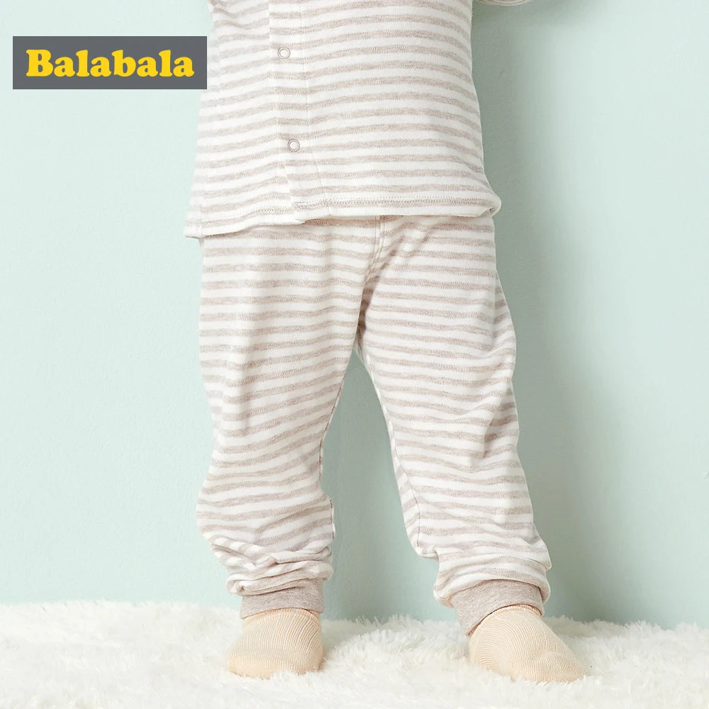 Balabala Infant Baby Soft Cotton Striped Joggers Pull-on Pants Newborn Girls Boys Bottom Harem PP Trousers Elastic |