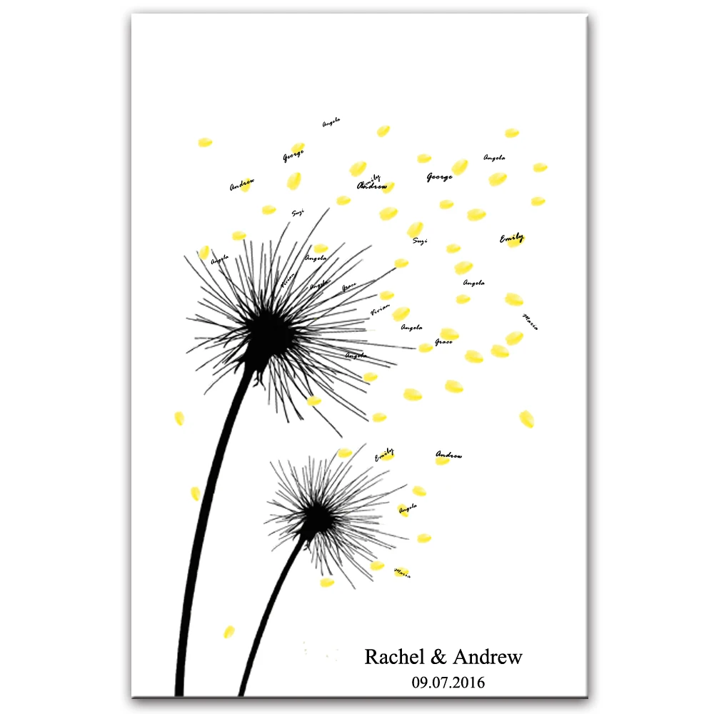 Пользовательское имя Дата Печать холст Гостевая книга черный Одуванчик