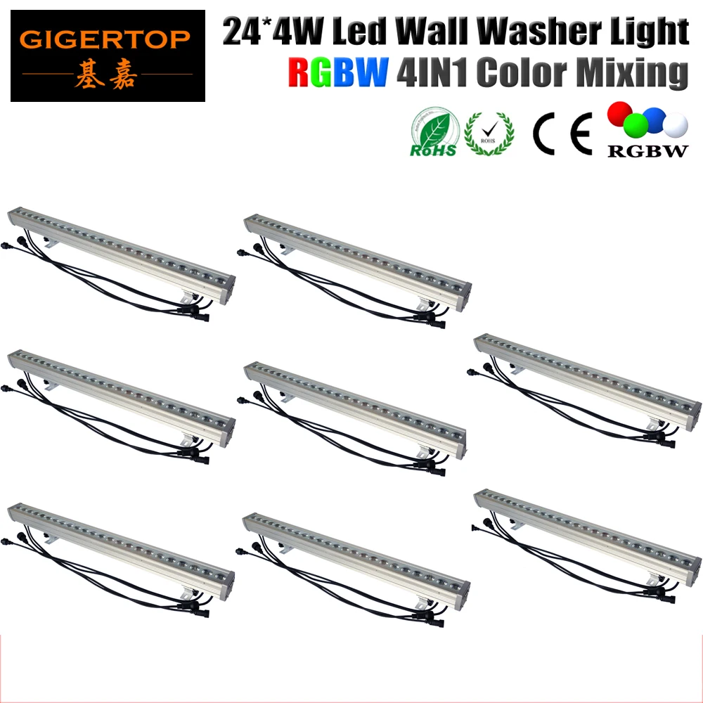 

High Quality 8Pcs/Lot 24x4W Outdoor Led Wall Washer Light RGBW Led Bar Light DMX Mode,Led Stage Light Waterproof IP65 90V-240V