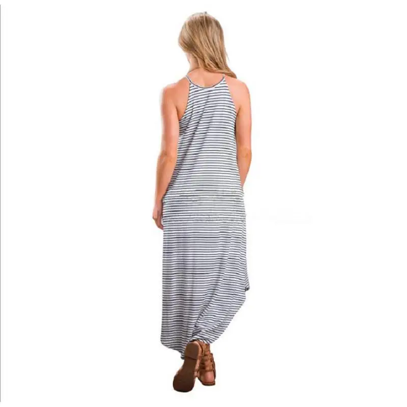 tcYct Summer Pregnant Women's Striped Long Dress Sleeveless Loose Casual Pregnancy Beach Clothing Brief Maternity Clothes | Мать и