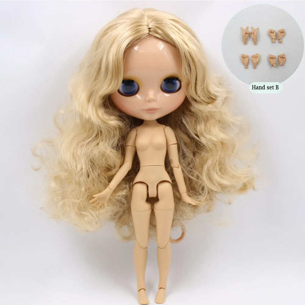 Ледяная Обнаженная кукла Blyth No. BL3157 Flaxen hair 1/6 bjd, pullip, licca, jerryberry - Цвет: C doll with hand B
